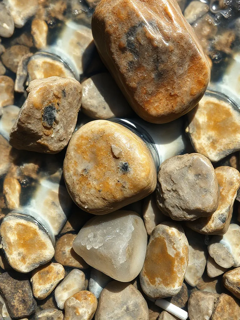 Natural mineral stones under clear flowing water, textures o